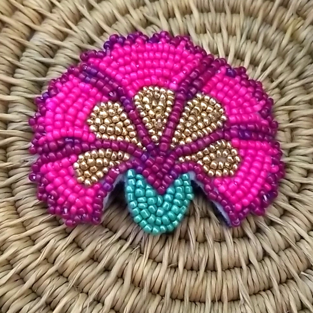 Hand beaded hair clip